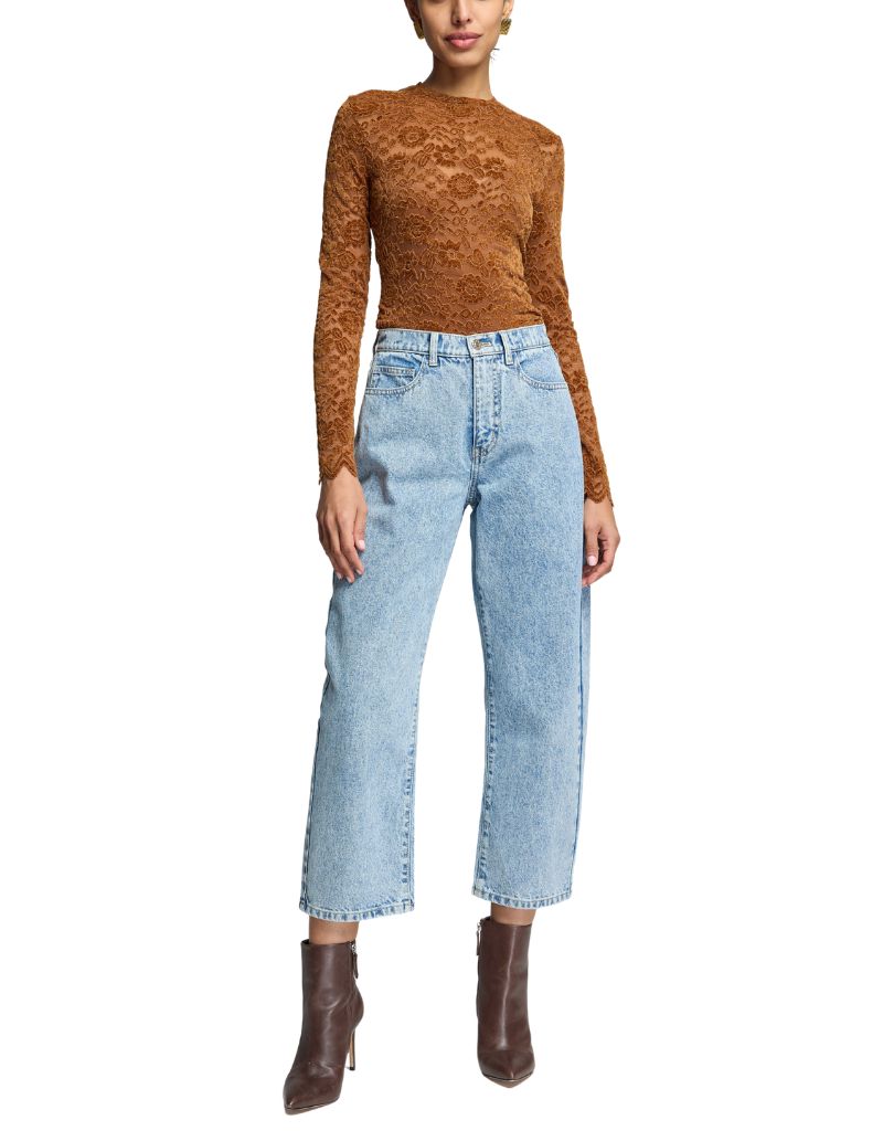 Gracie Velvet Lace Top Amber