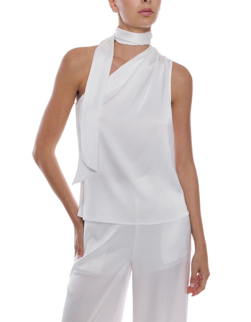 Caliope Hammered Scarf Blouse White