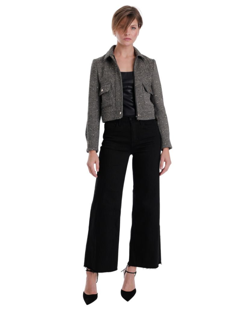 Clara Cropped Jacket Sequin Tweet