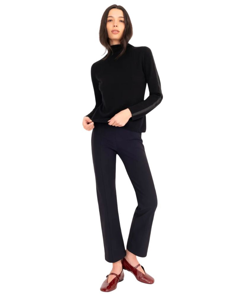 Elan Tech Stretch Cropped Trouser With Vegan Leather Piping F26