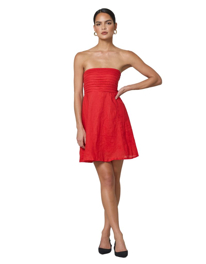 Talia Linen Mini Dress Rouge