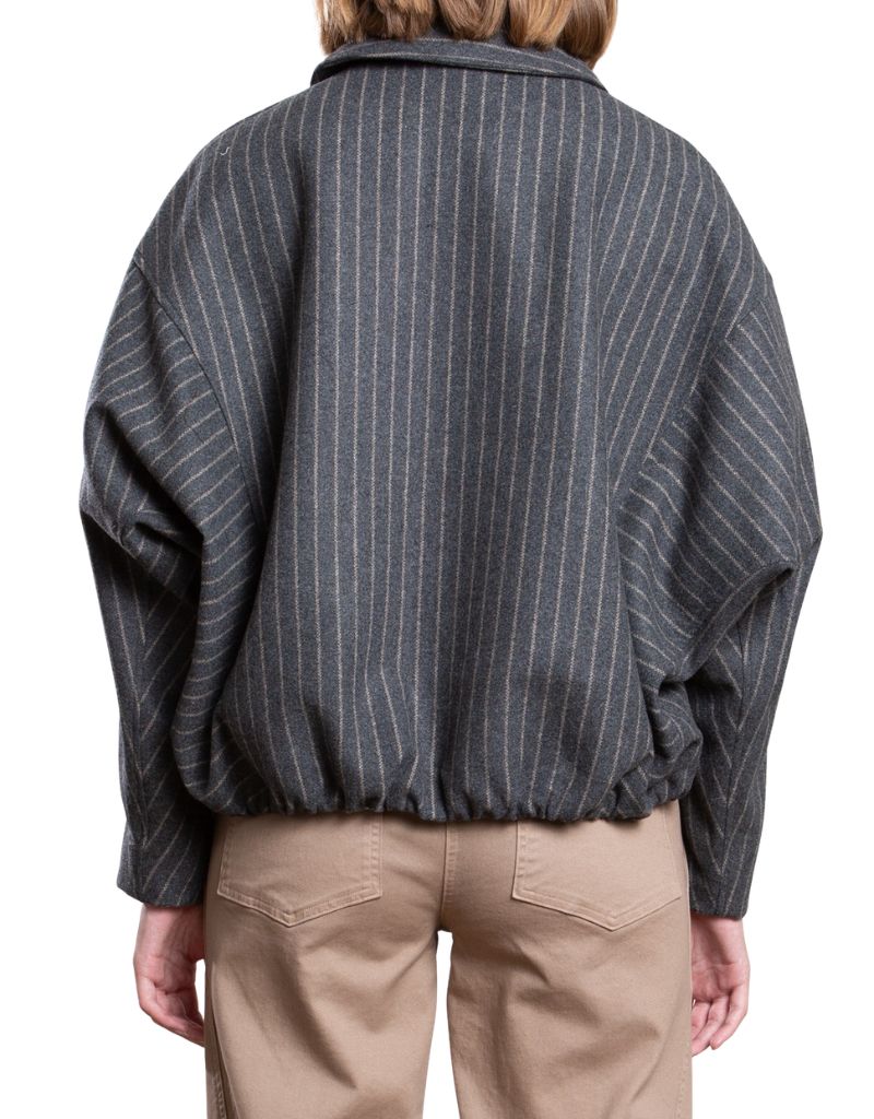 Andre Bomber Jacket In Wool Pinstripe Harbor F26