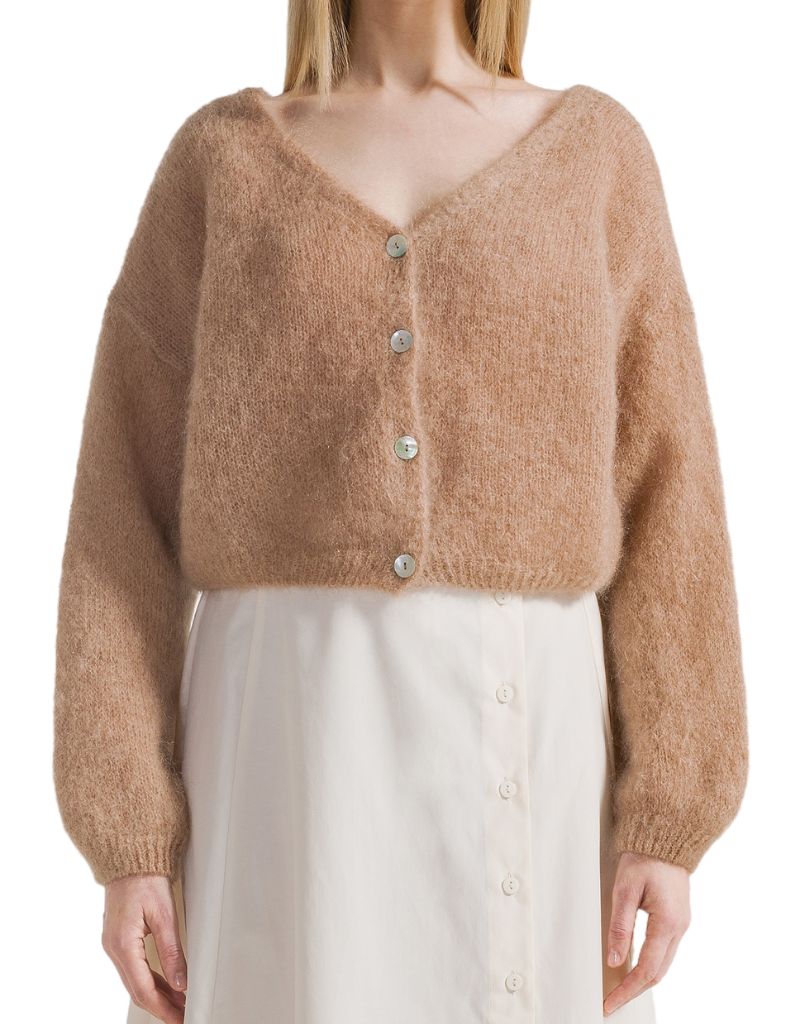 Americandreams | Cornelia Cropped Cardigan Light Brown | I Am More