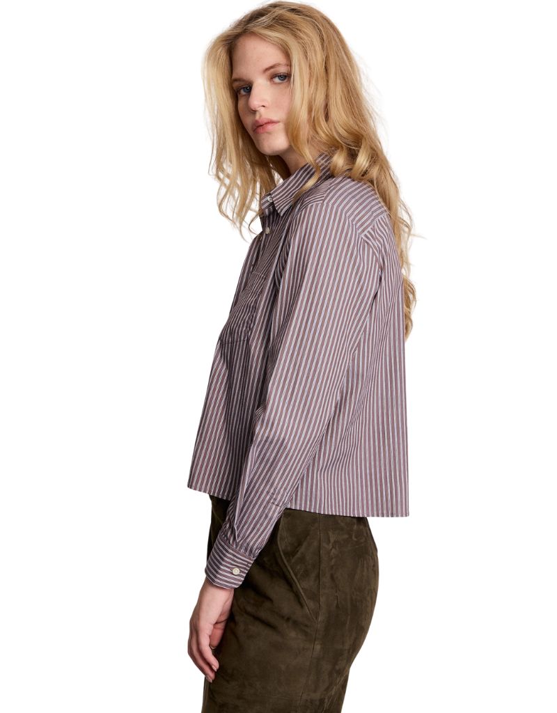 The LS Boxy Crop Brown White Stripe