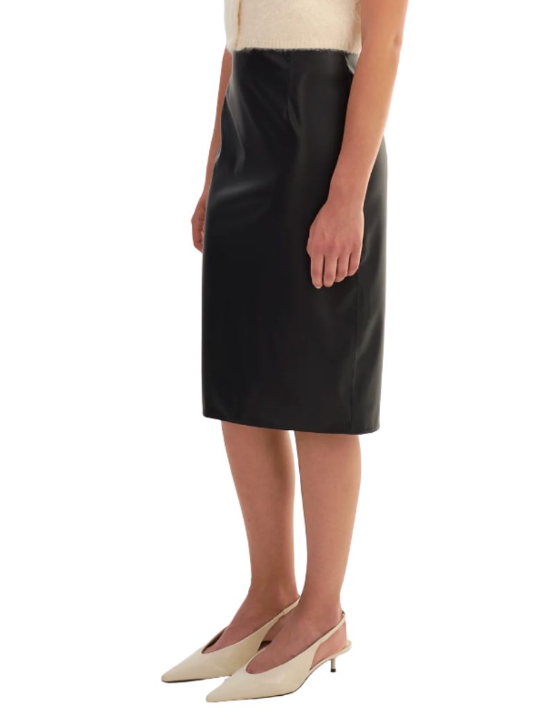 Luciana Faux Leather Pencil Skirt Black F26