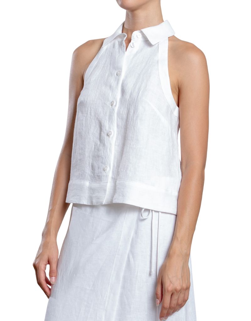 Atlas Halter in French Linen White