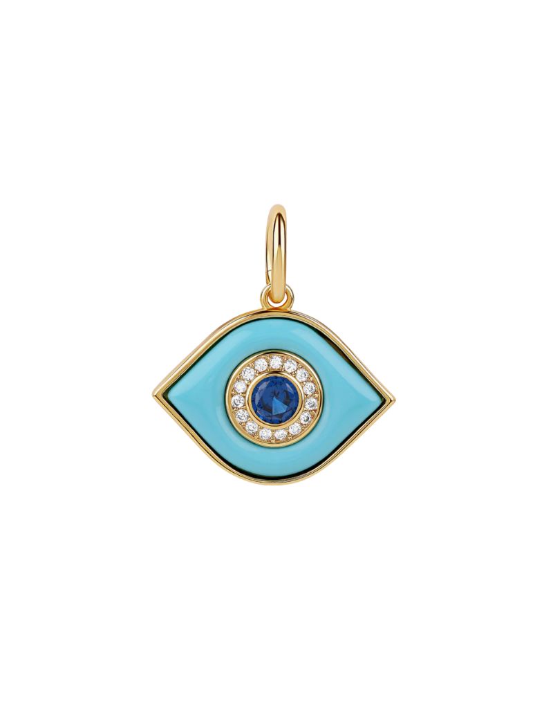 Stone Evil Eye Charm Gold turquoise