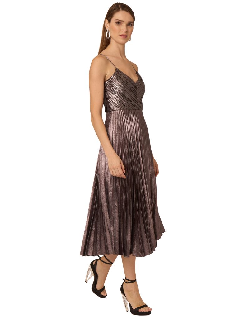 Indie Dress Silver Metallic Pleating