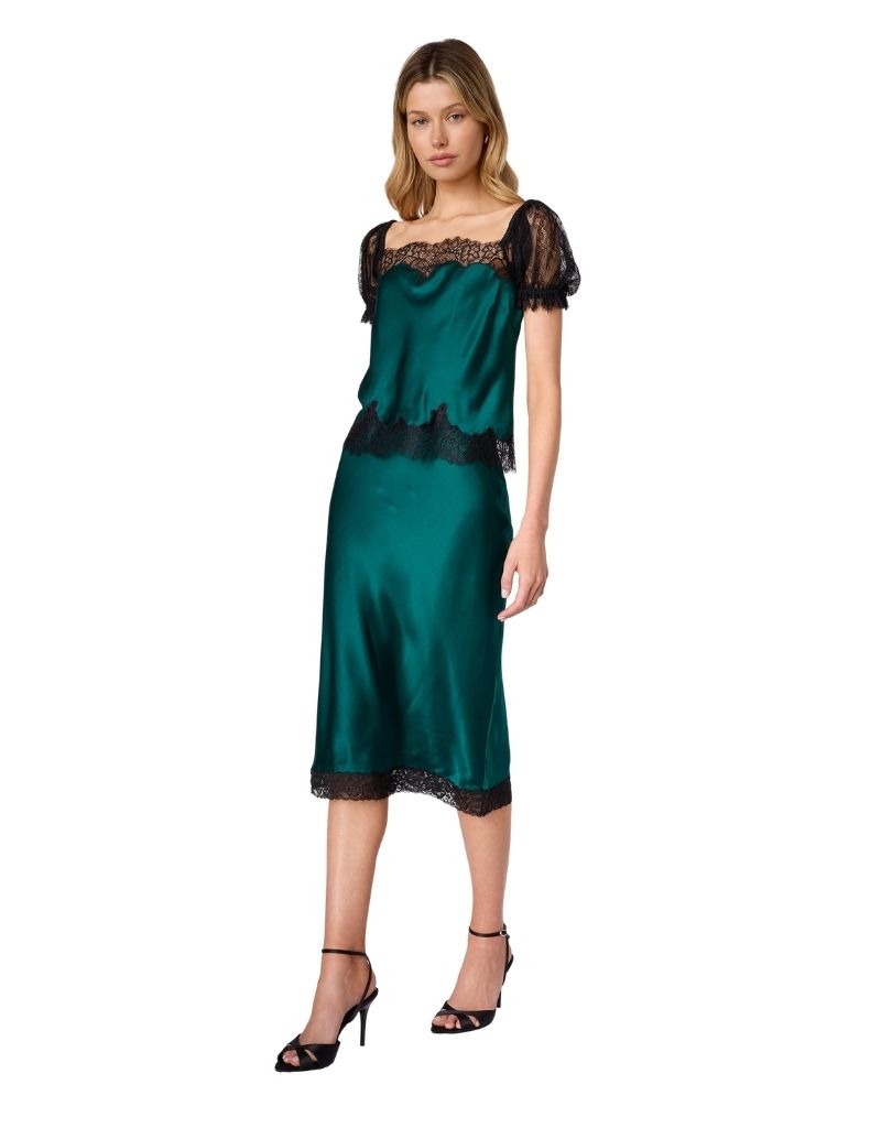 Muriel High Rise Bias Skirt Dark Green H26
