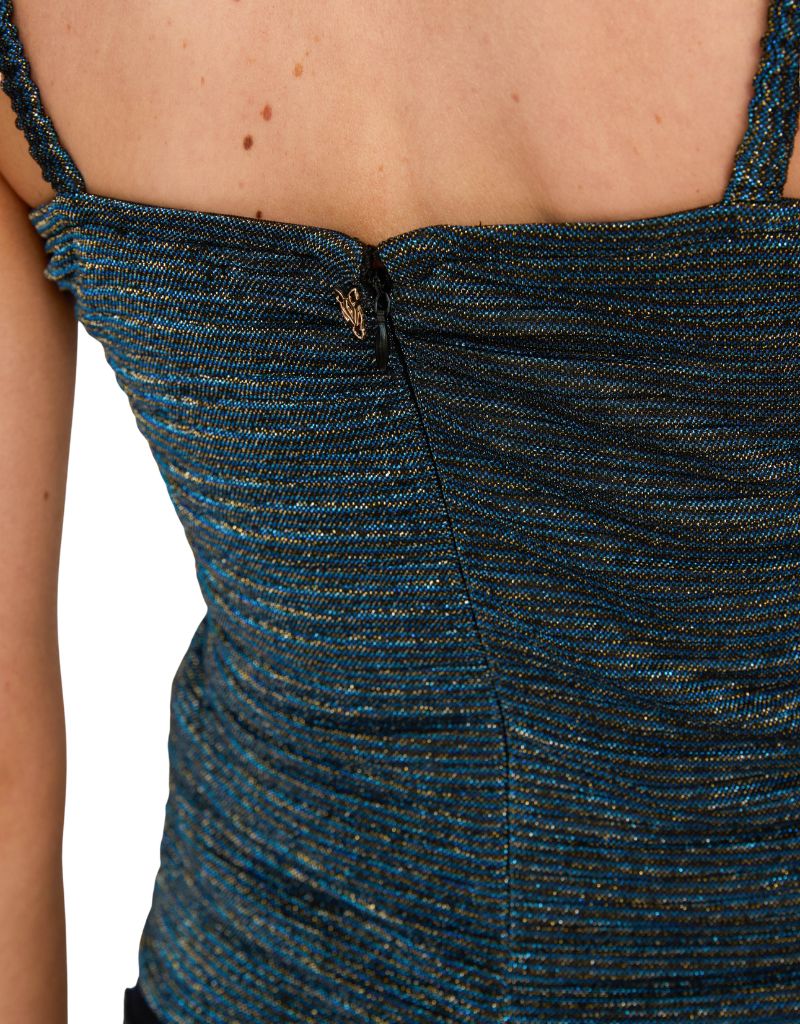 Chelsea Top in Teal Metallic Knit