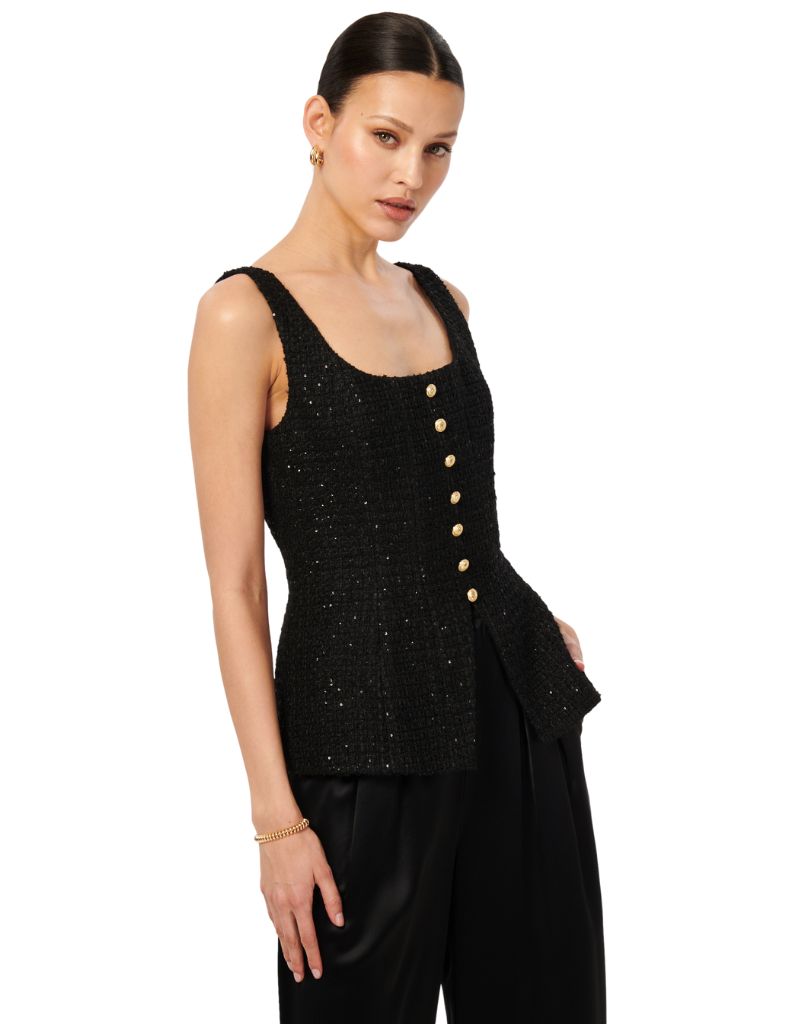 Cami NYC | Rosita Tweed Top Black | I Am More Scarsdale