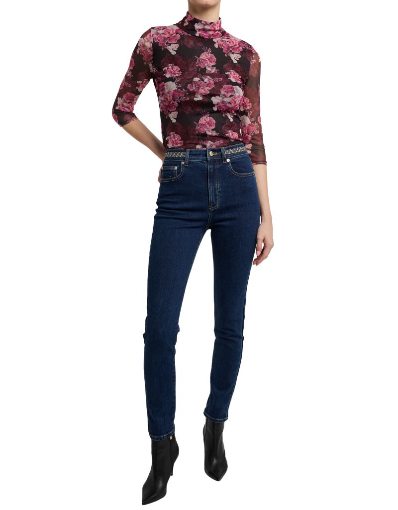 Milo Floral Mesh Bodysuit Burgundy Fluer Multi