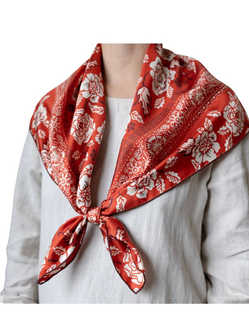 Silk Twill Scarf Large Scarf Rosey in Red Hot