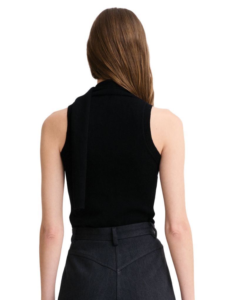 Scarf Tank Top Black Knit F26