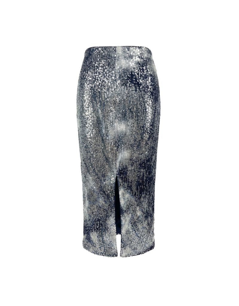 Shibori Shine Liza Skirt 70's Indigo Sequins