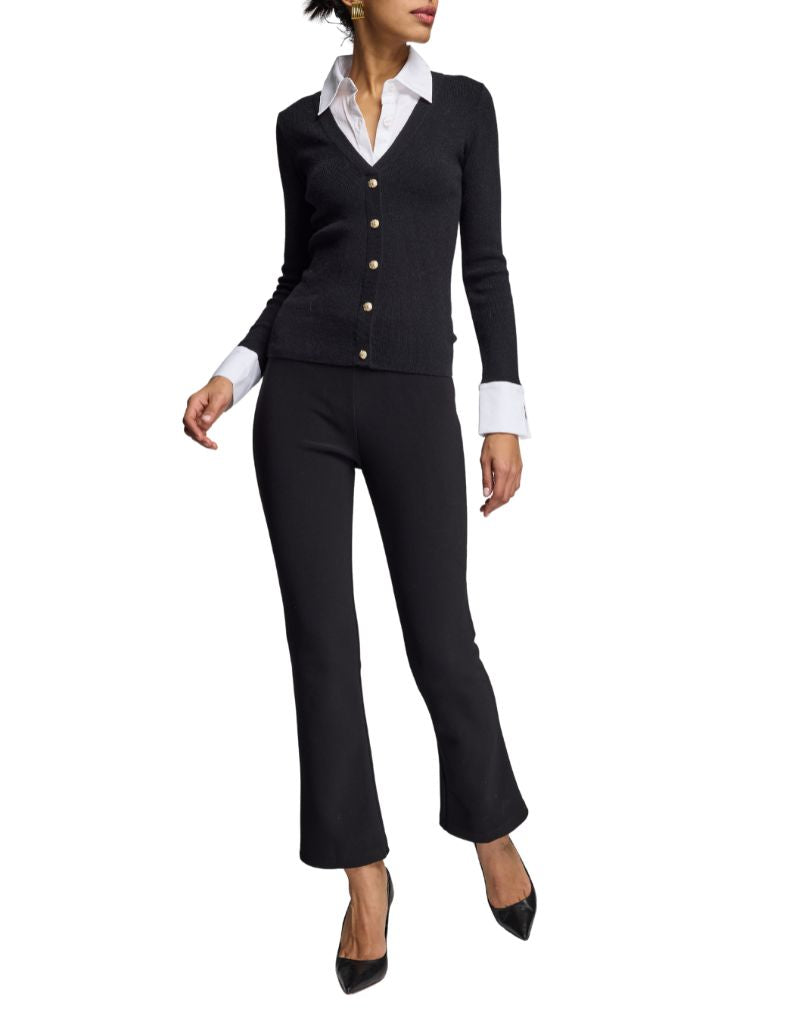 Nixie Poplin Shirt Combo Sweater Black White