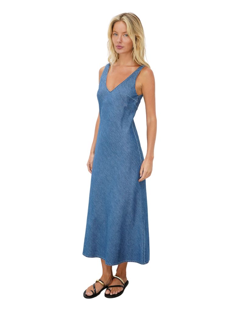 LNA | Denim V Slip Dress Blue | I Am More Scarsdale LNA | Denim V Slip Dress Blue | I Am More Scarsdale