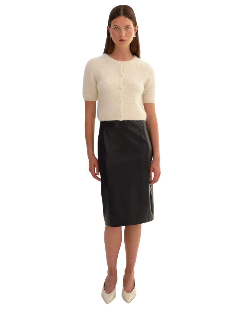 Luciana Faux Leather Pencil Skirt Black F26