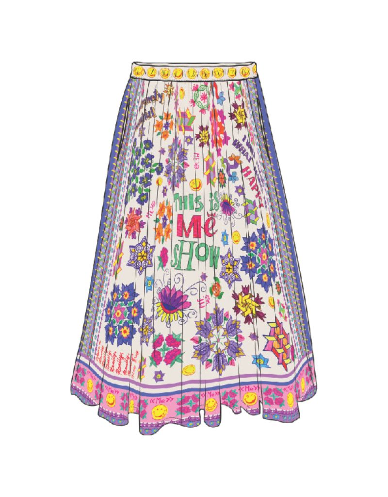 Vanessa Printed Midi Skirt Markers