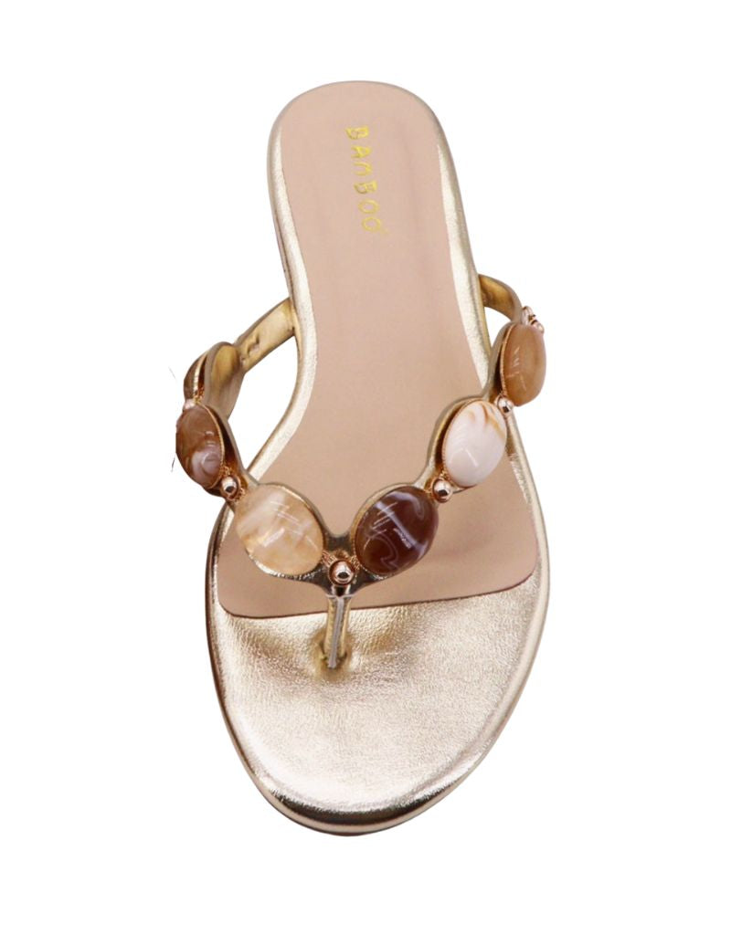 Gemstone Beaded Flip Flop Sandals