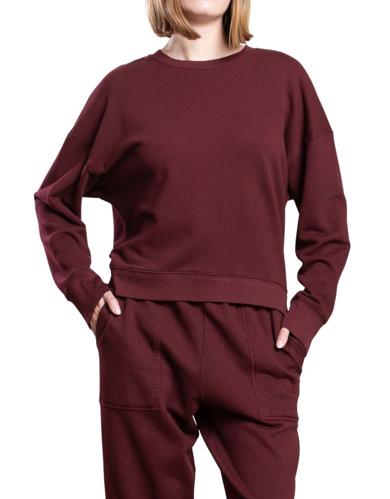 Irene Crewneck In French Terry Marsala F26