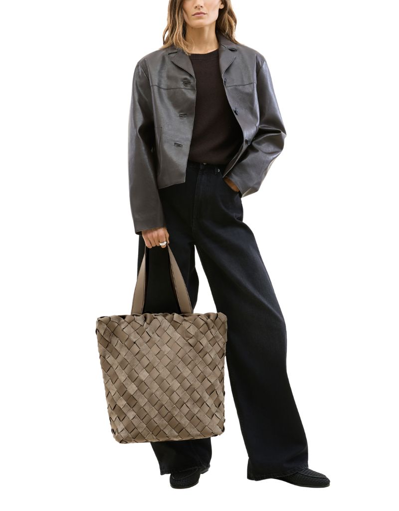 Como Shopper Tope Striped Suede Bluff