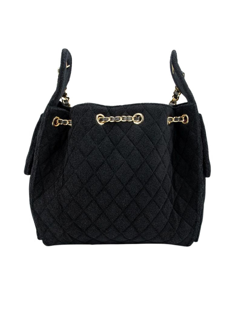 Cruz Terry Bucket Tote in  Jet Black Large
