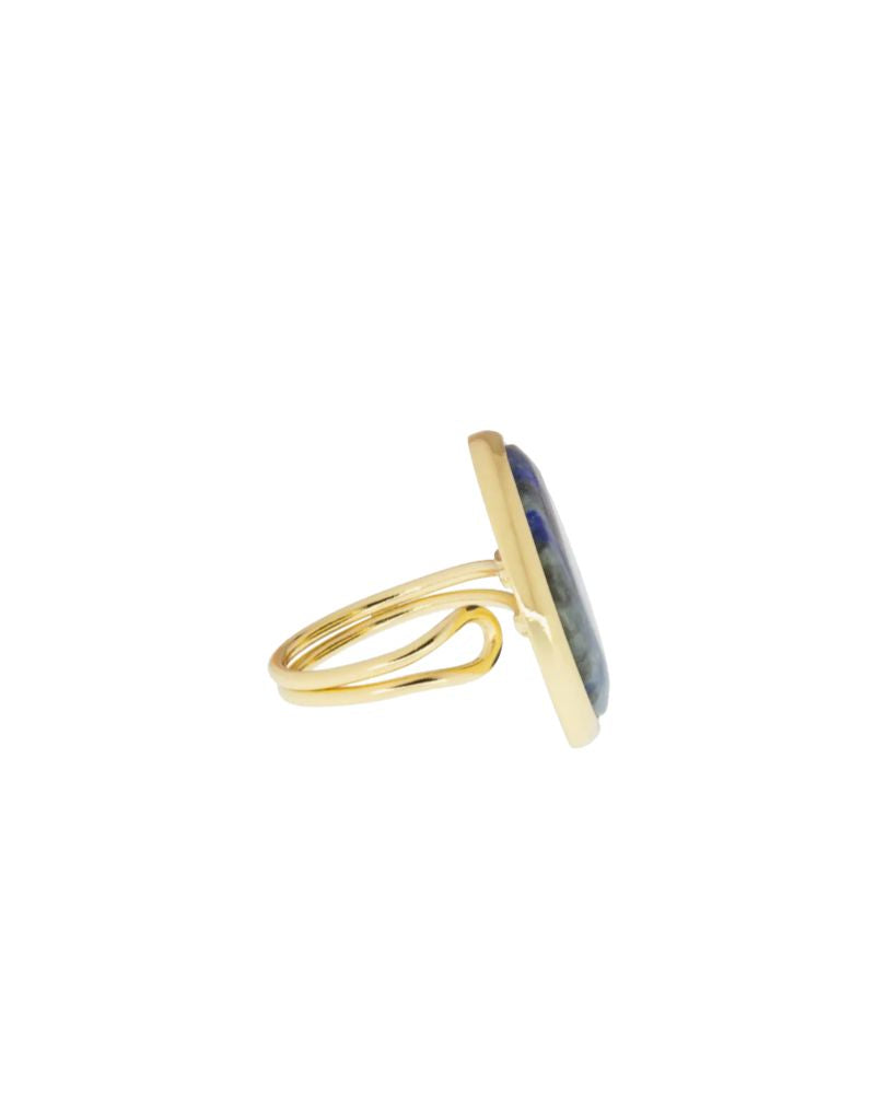 4281R Gold Lapis Adjustable Statement Ring