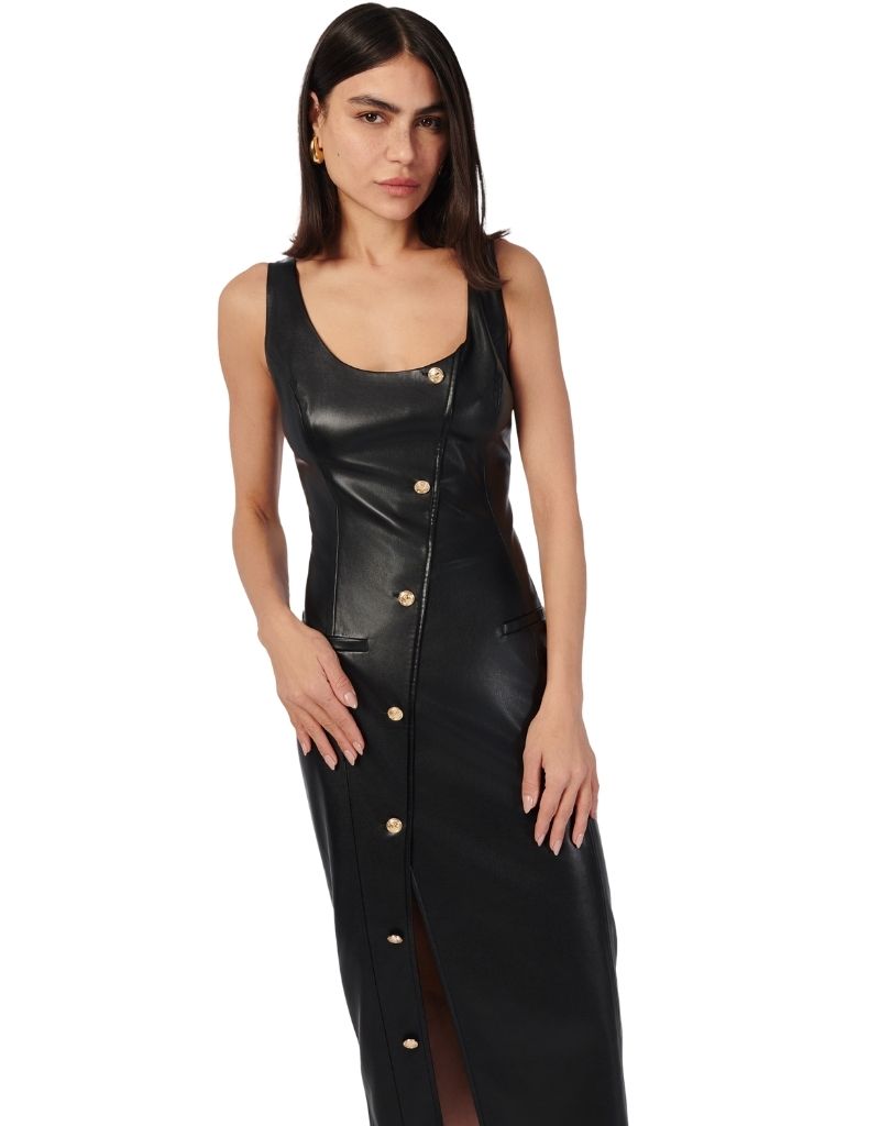 Kirby Vegan Leather Dress Black
