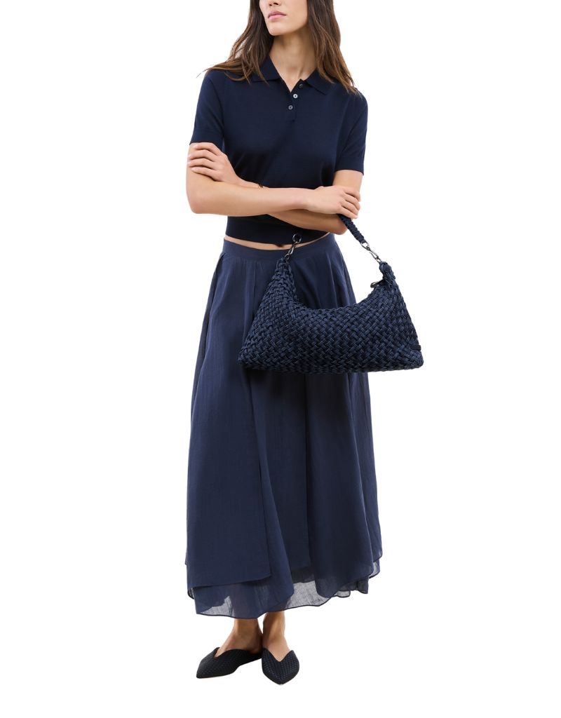 Porto Medium Half-Moon Bag Double Weave Indigo