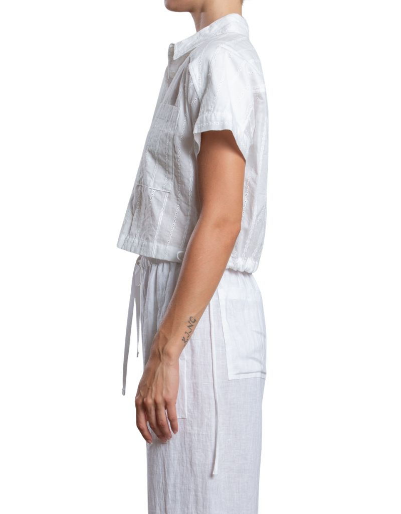 Zoey Shirt in Cotton Embroidery White