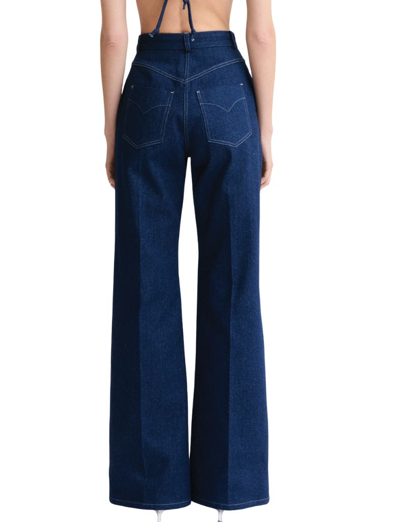 Denim Pocket Wide Leg Pant Medium Wash Denim F26