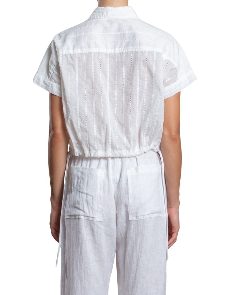 Zoey Shirt in Cotton Embroidery White