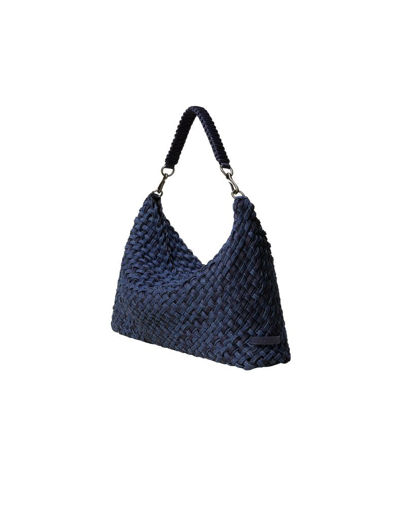 Porto Medium Half-Moon Bag Double Weave Indigo