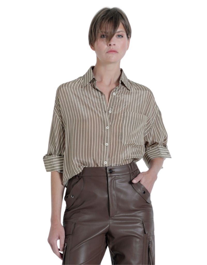 Malaga Striped Top Mocha Stripe