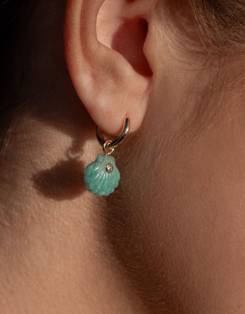 Coquille Amazonite Hoop Earrings
