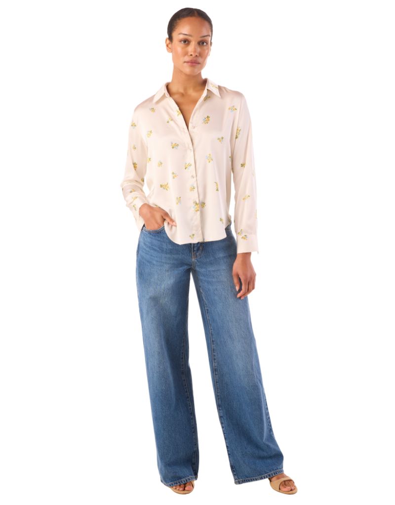 Celine Top Spaced Ditsy Ivory