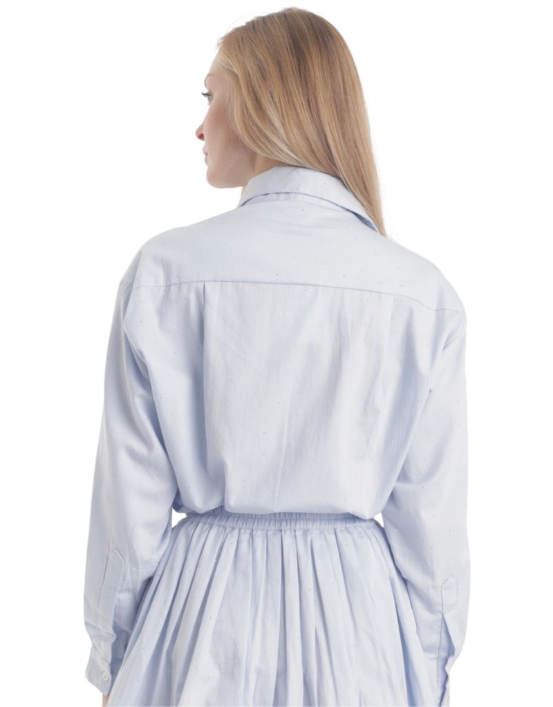 Nola Rhinestone Shirt Blue Aura