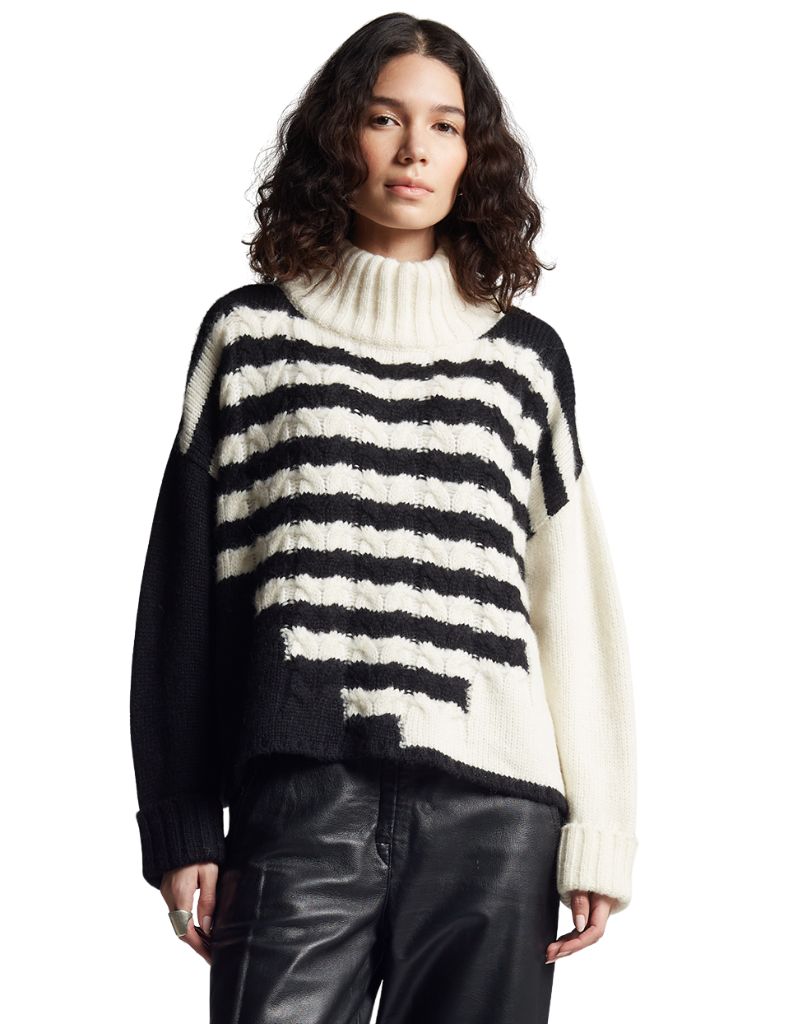 Maeve Sweater Ivory Black Combo