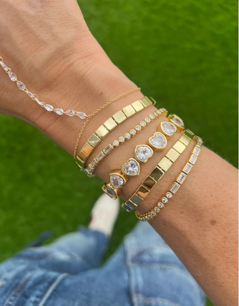 Solid Square Tennis Bracelet Gold