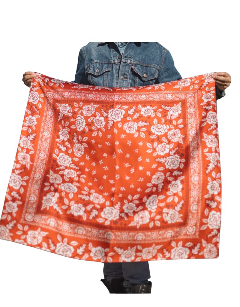 Silk Twill Scarf Large Scarf Rosey in Red Hot