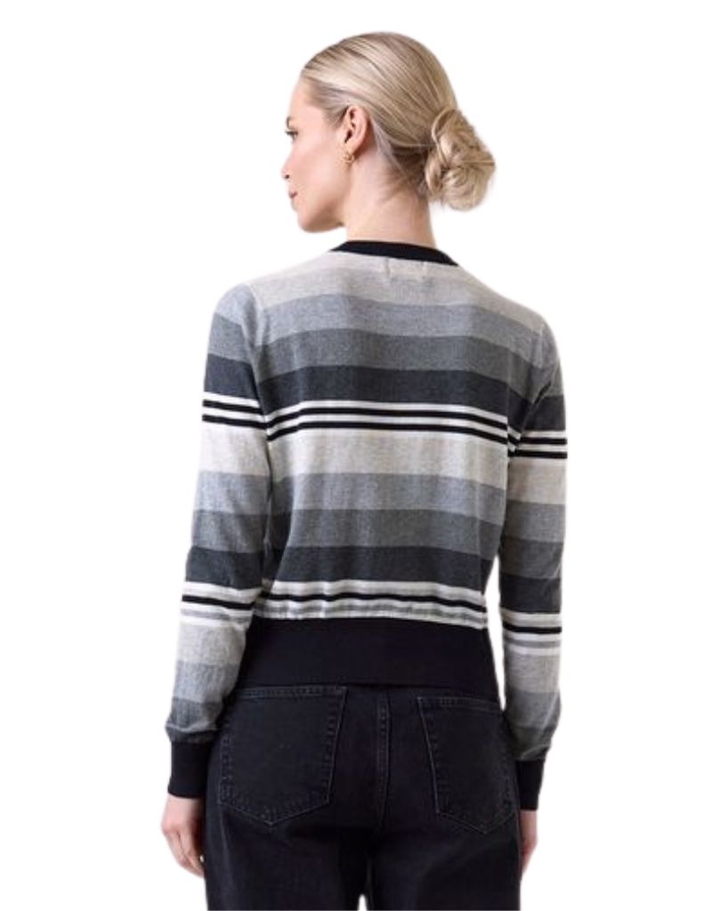 Wispr Ivy Striped Crew Black with Greys
