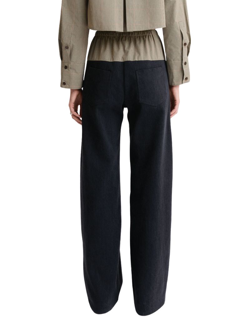 Drawstring Combo Pant Faded Black Denim F26