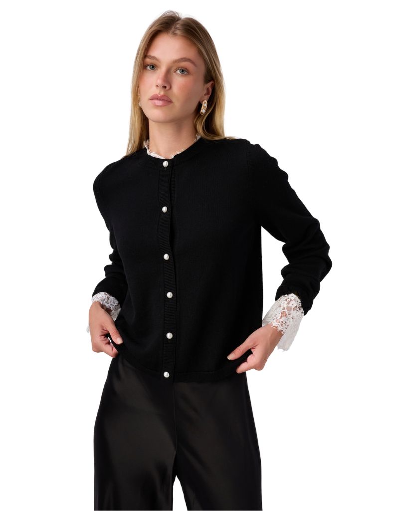 Eliana Cardigan Black White