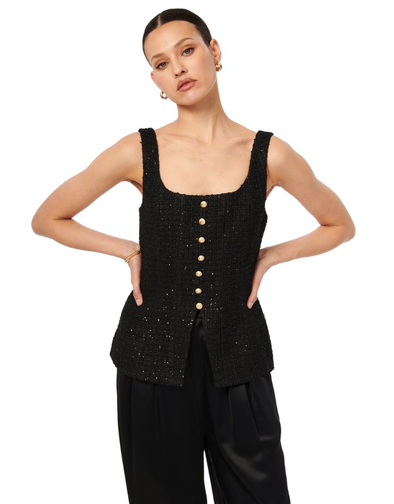 Cami NYC | Rosita Tweed Top Black | I Am More Scarsdale