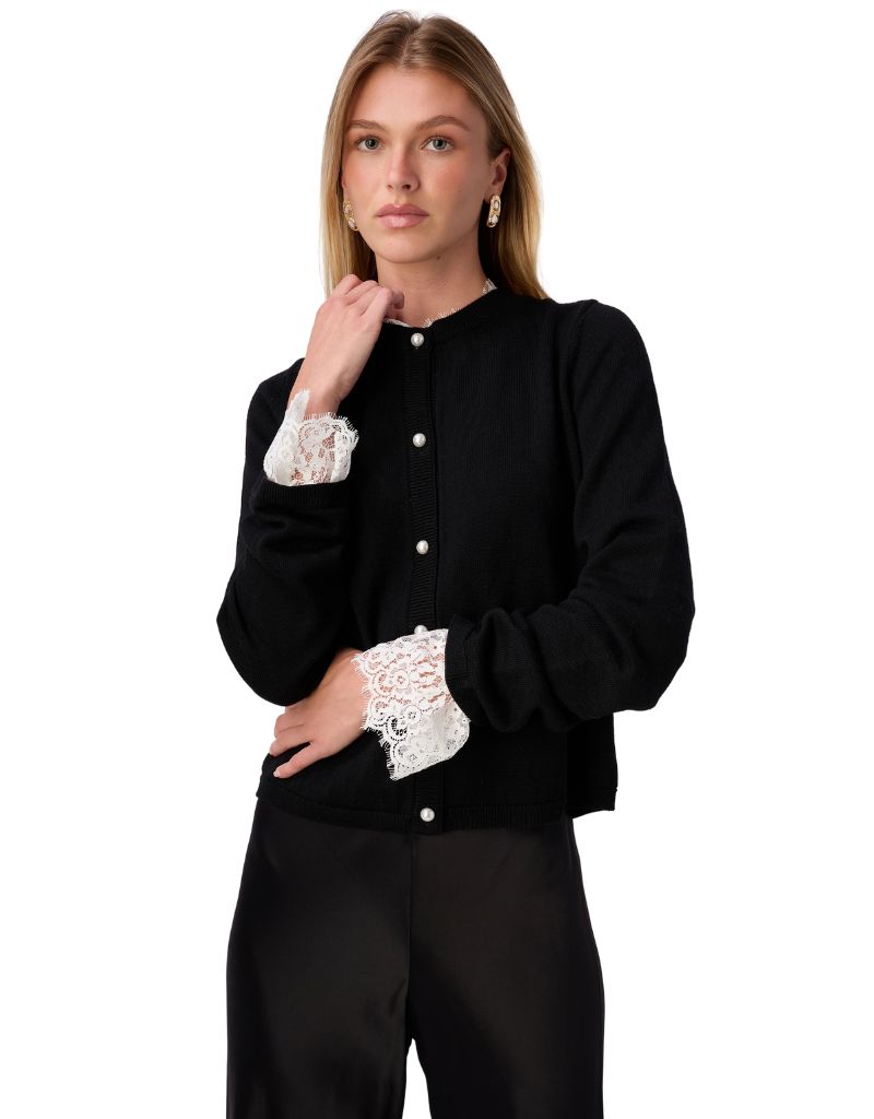 Eliana Cardigan Black White