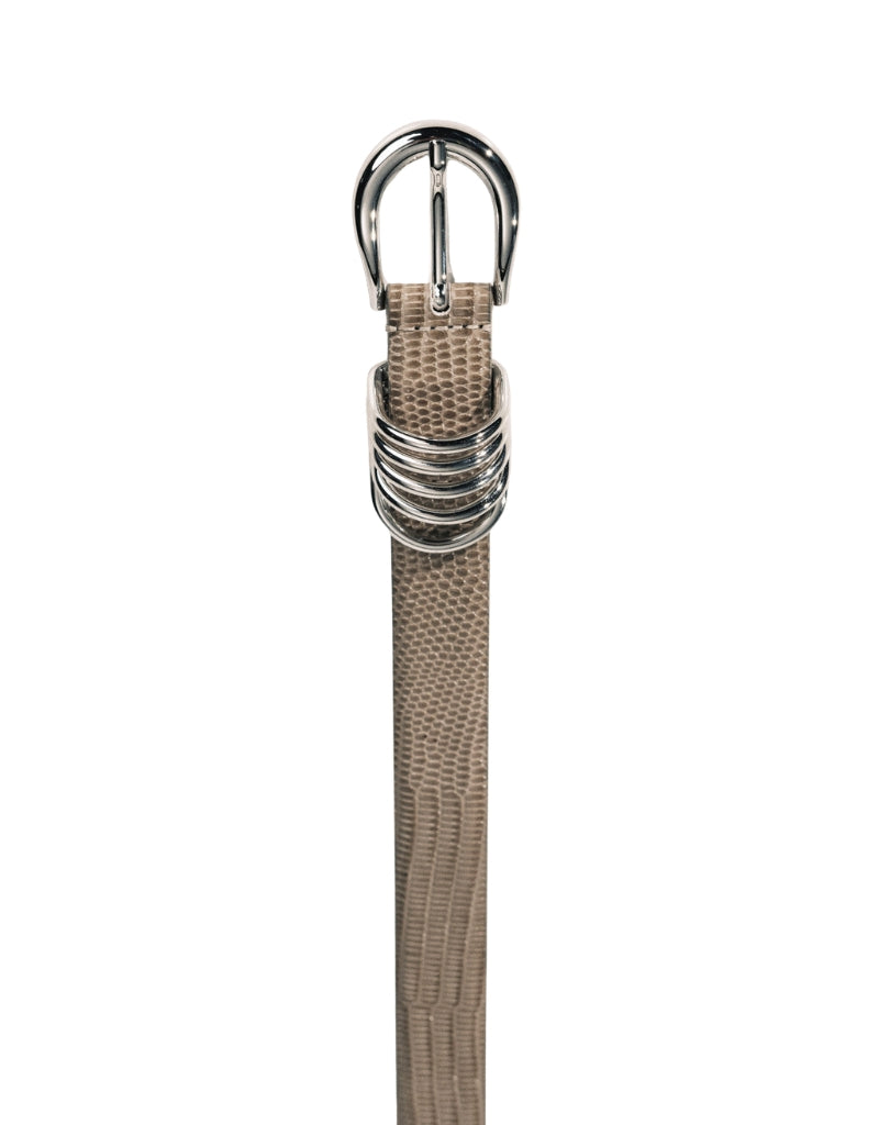 Hollyhock Matte Lizard Belt Grey Silver