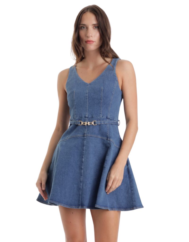 Lola Denim Mini Dress Blue