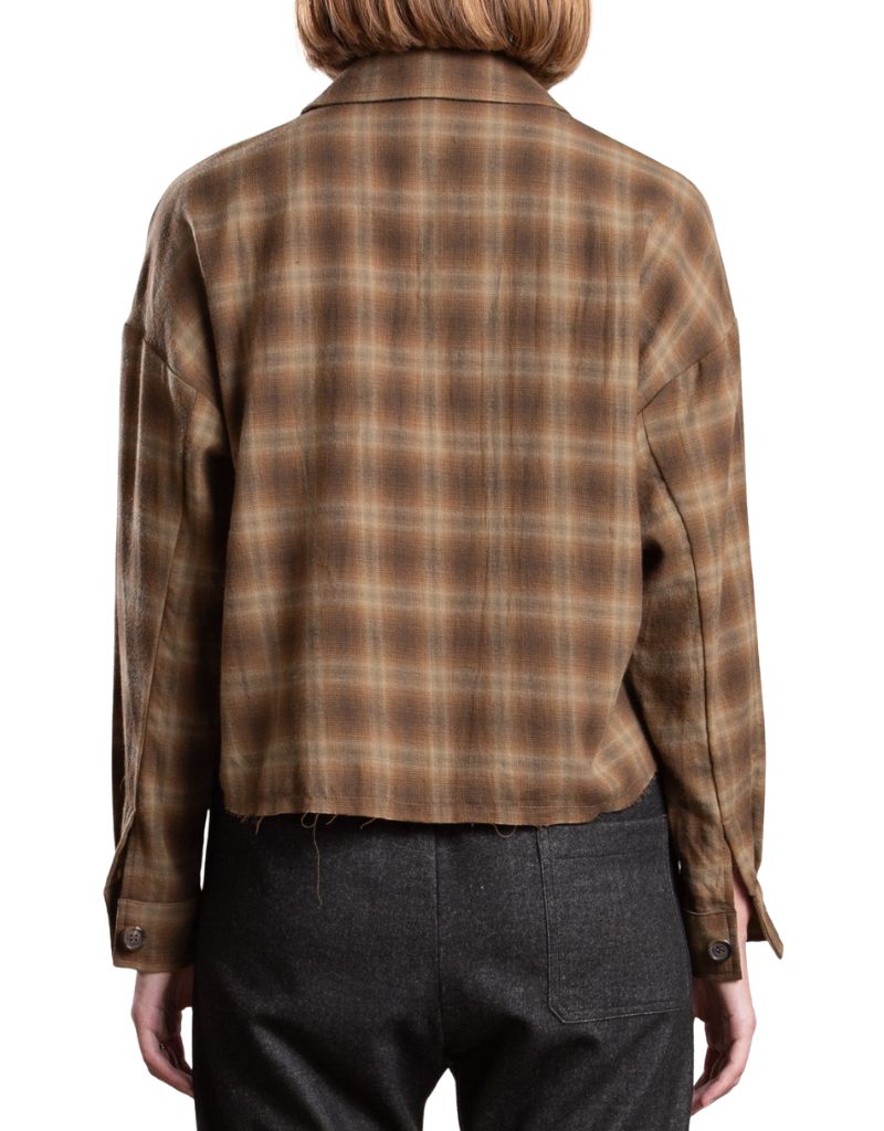 Esme Crop Shirt In Ombre Plaid Earth F26