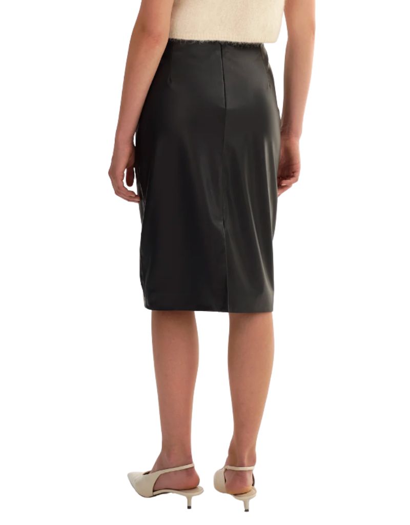 Luciana Faux Leather Pencil Skirt Black F26